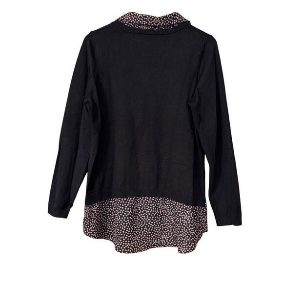 Adrianna Papell shirttail twofer sweater black size large - Picture 2 of 9